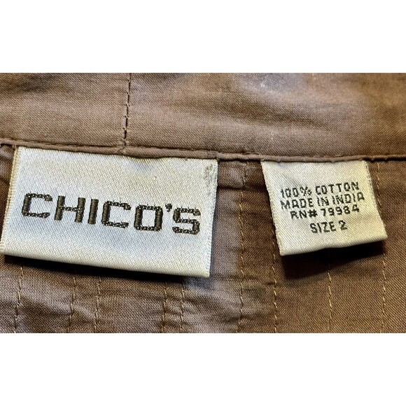 Chico's Size 2 (US L/12) Dip-Dyed Ombré Crinkle Open Front Jacket Boho Career - Picture 10 of 11